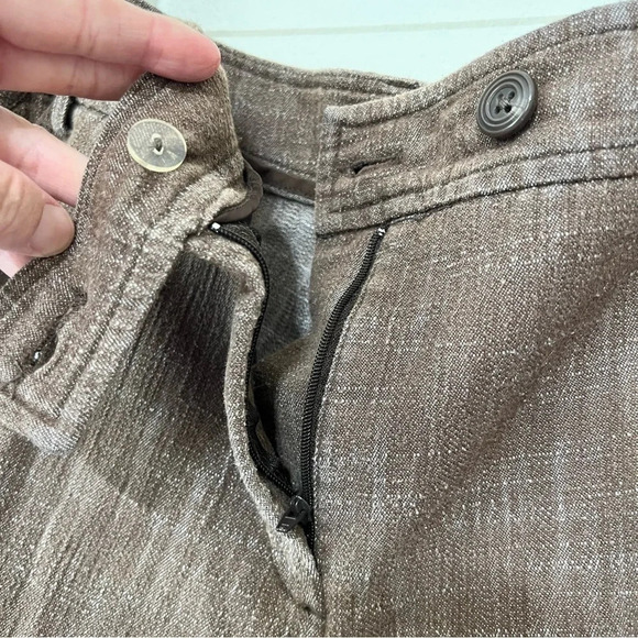 Sandro Wide Leg Cropped Pants Textured Stretch Cotton Brown Women’s Size 18W - Picture 9 of 9